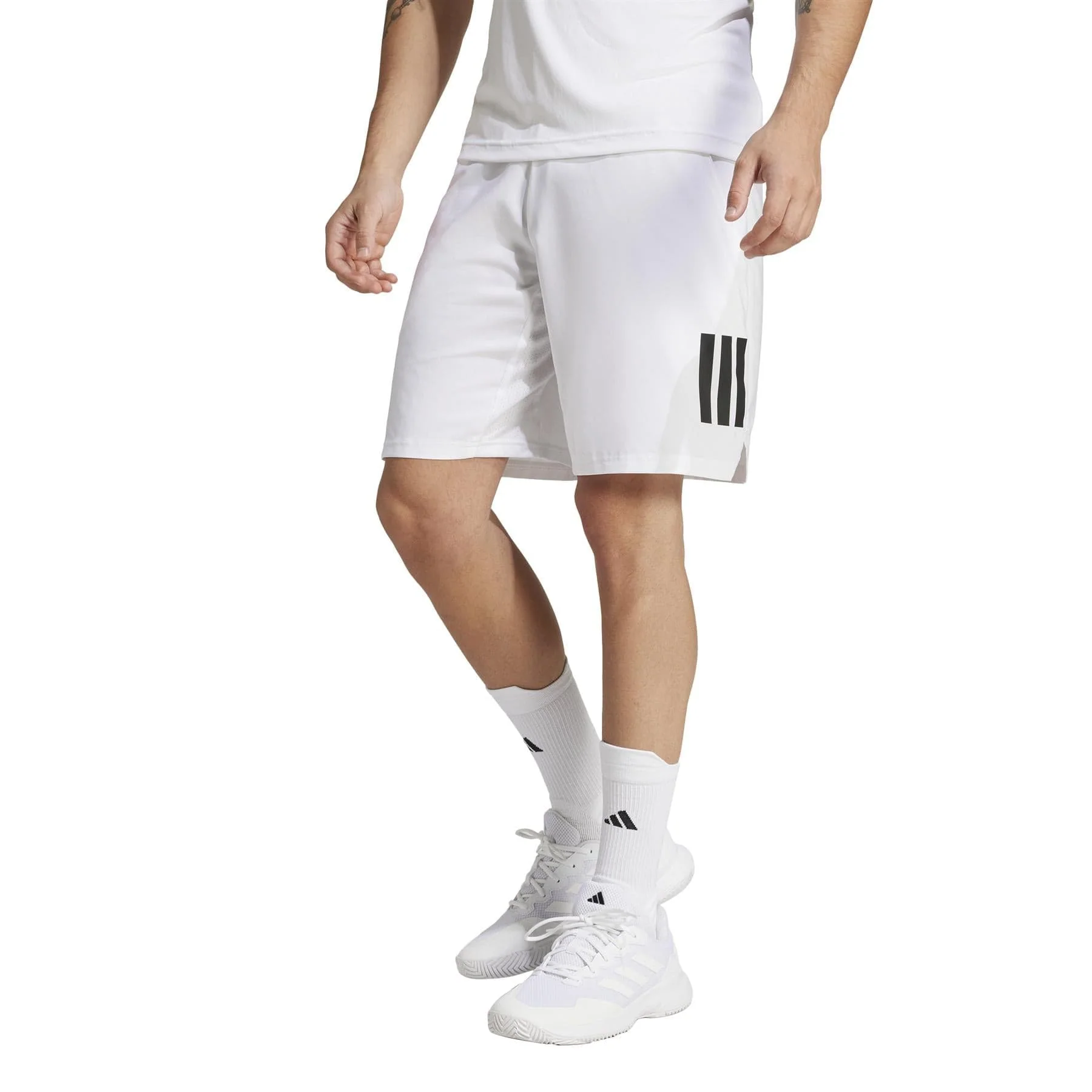 ADIDAS Mens 3 Stripe Padel Shorts - White - Image 4